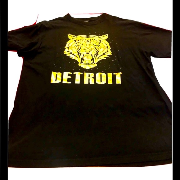 Detroit Tigers GOLDEN BLING TIGER BLACK T shirt baseball flying Horse men’s  3XL - Picture 2 of 12